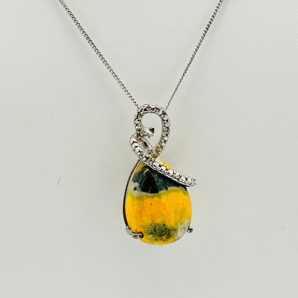 Bumblebee Jasper Pendant; 925 Sterling Silver